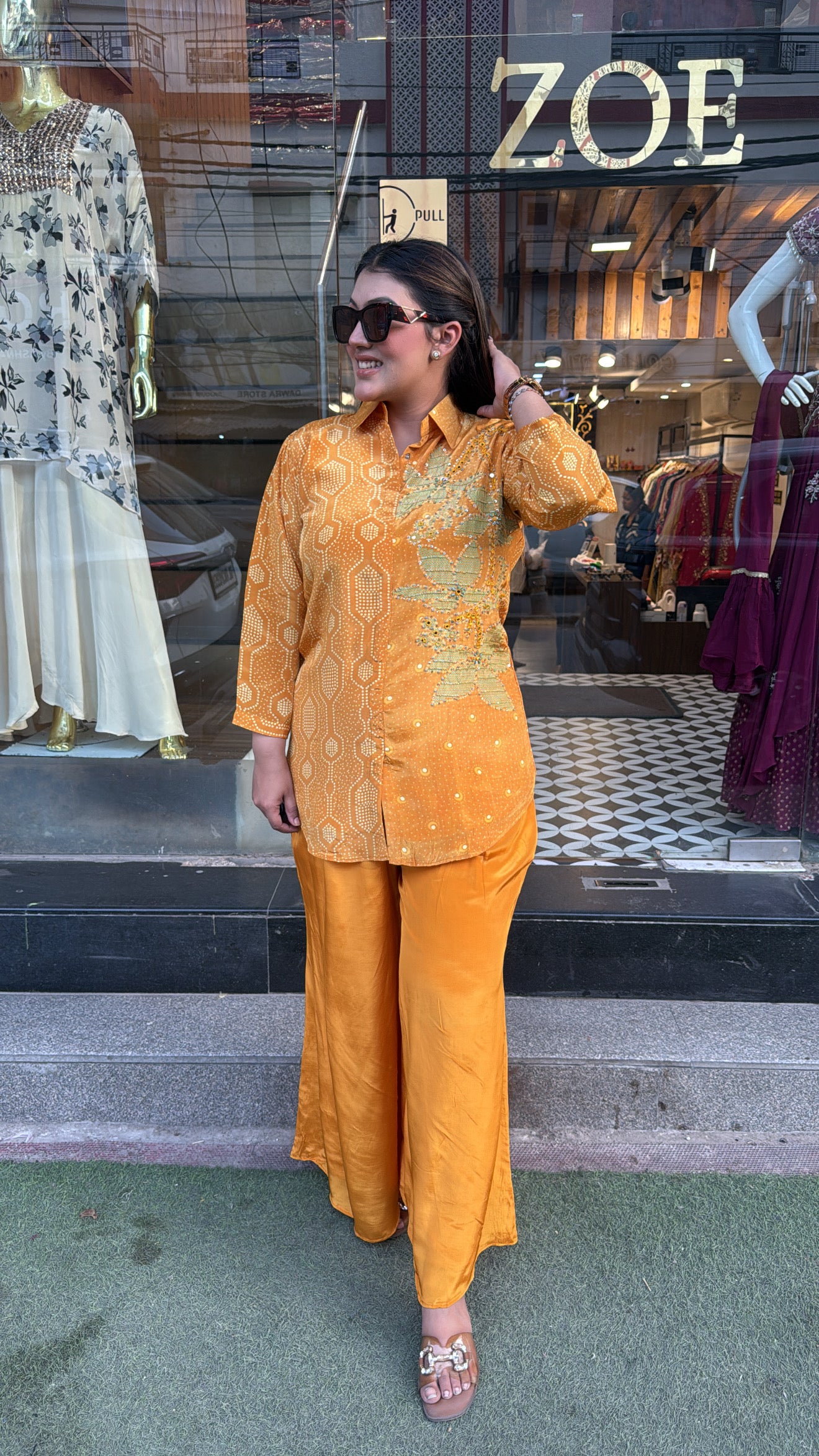 MUSTARD PRINTED CORD-SET
