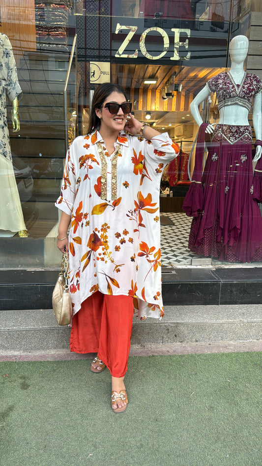 FLORAL CREPE KAFTAN CORD- SET