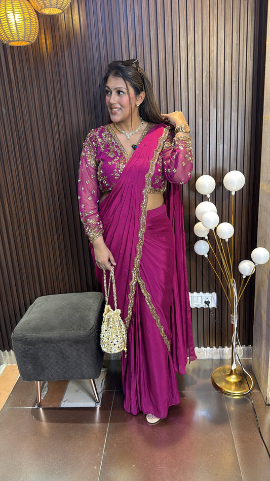 MAGENTA DRAPE SAREE