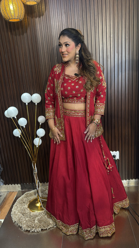 SILK HEAVY JACKET LEHENGA