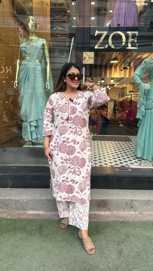 FLORAL COTTON LONG CORD-SET