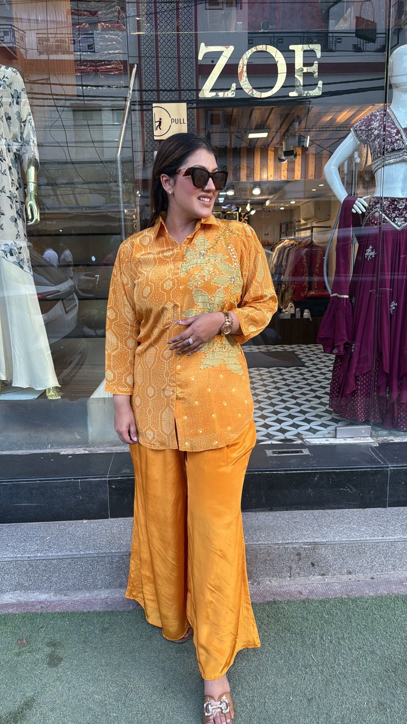 MUSTARD PRINTED CORD-SET