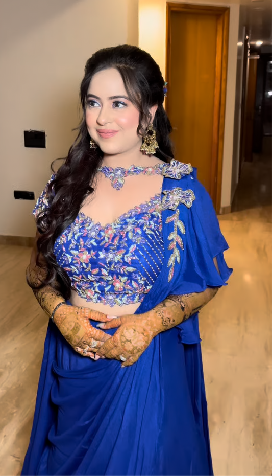 ADA RUST DRAPE LEHENGA