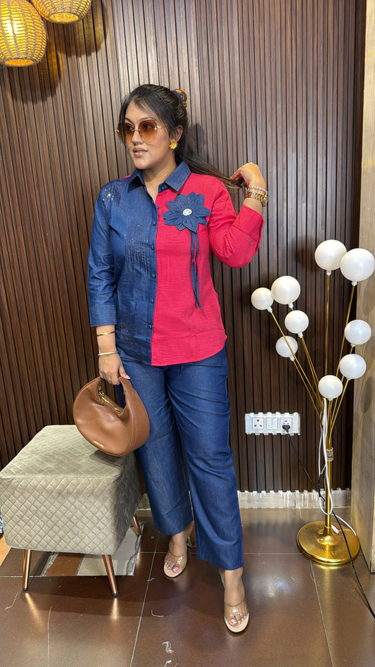 HALF DENIM CORD-SET
