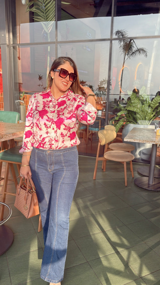 FLORAL SATIN SHIRT