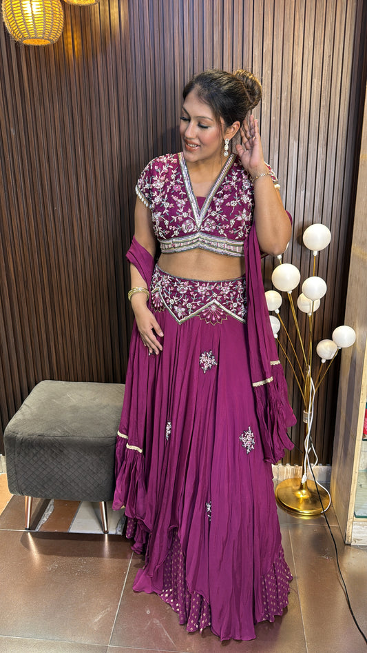 MAGENTA BOOTI LEHENGA