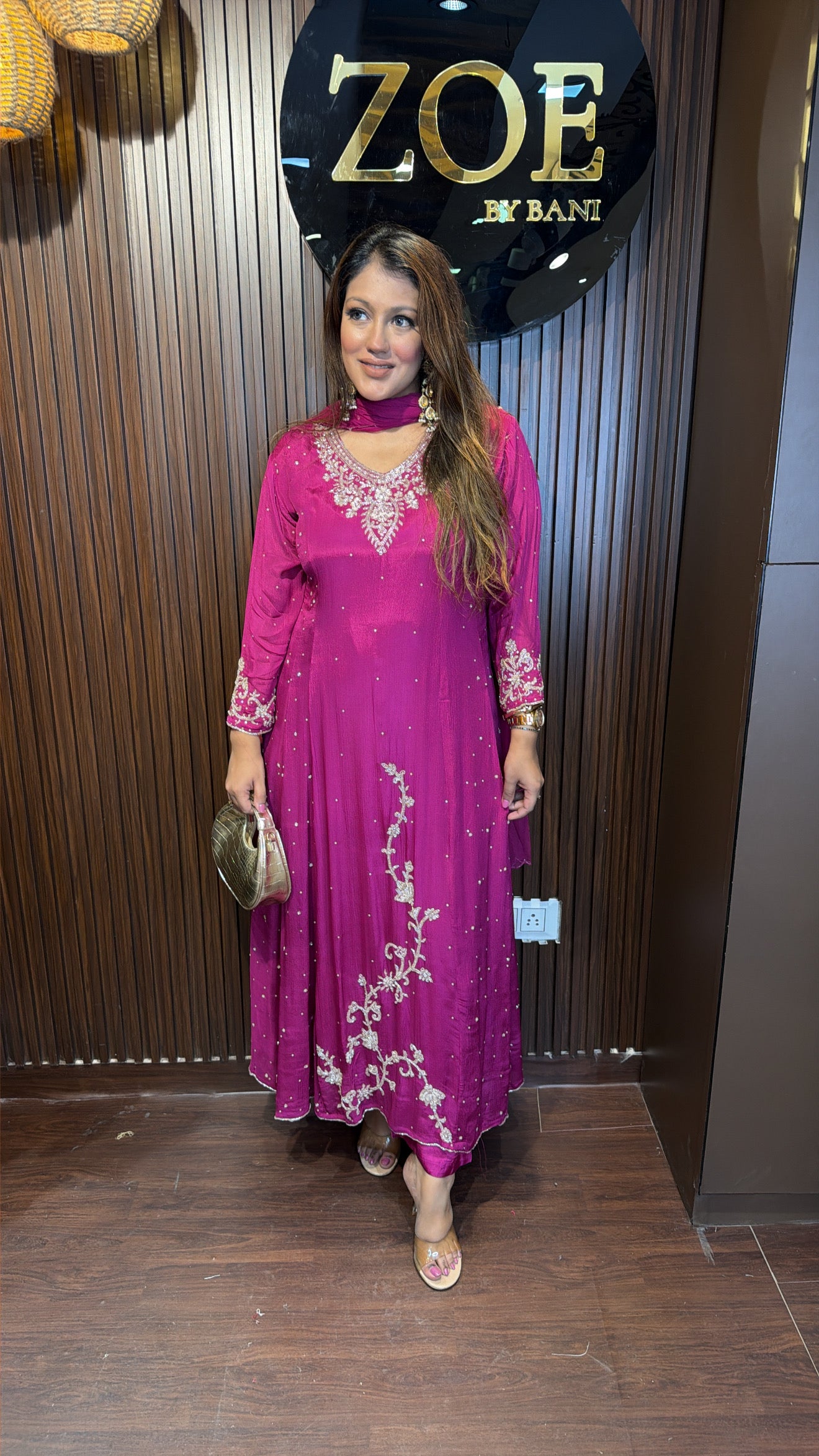 MAGENTA HAND WORK ANARKALI SUIT