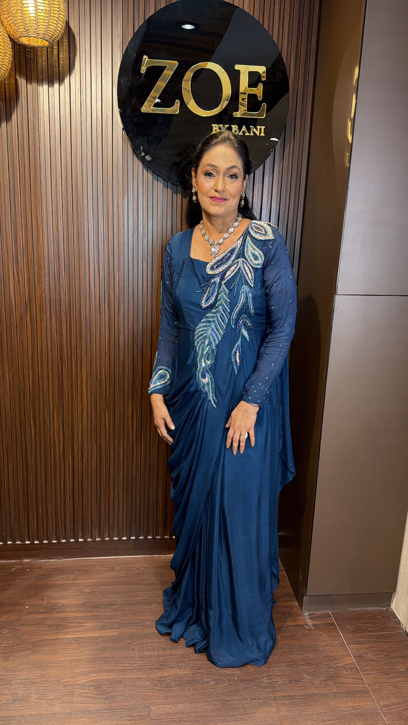 PEACOCK DRAPE GOWN