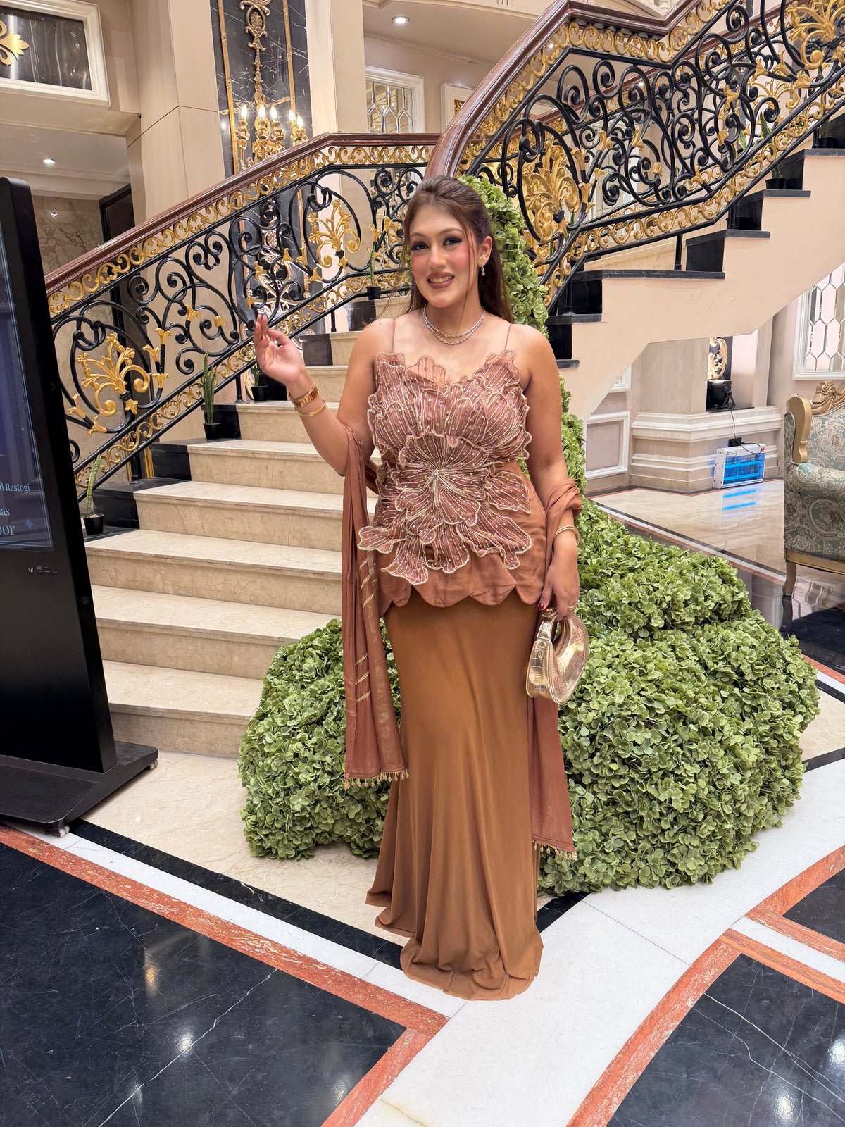 3D FLOWER INDO- WESTERN COCKTAIL DRESS