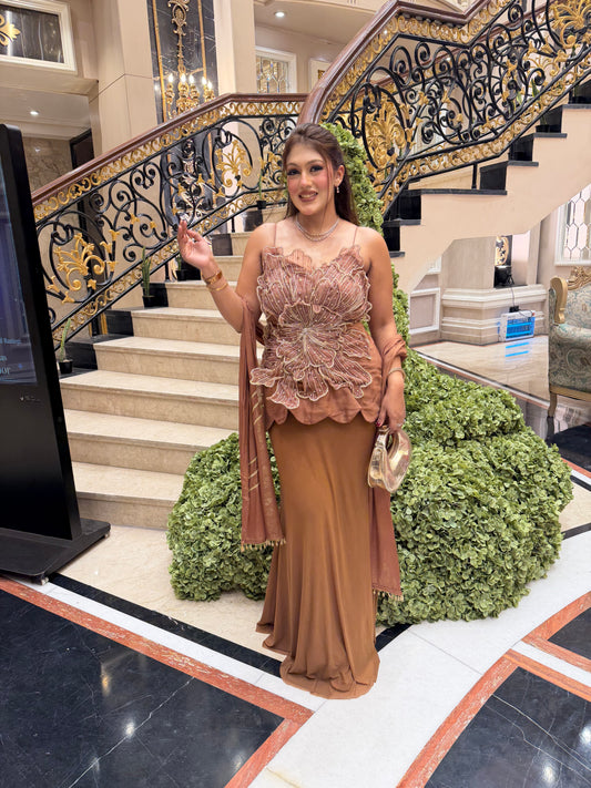 3D FLOWER INDO- WESTERN COCKTAIL DRESS