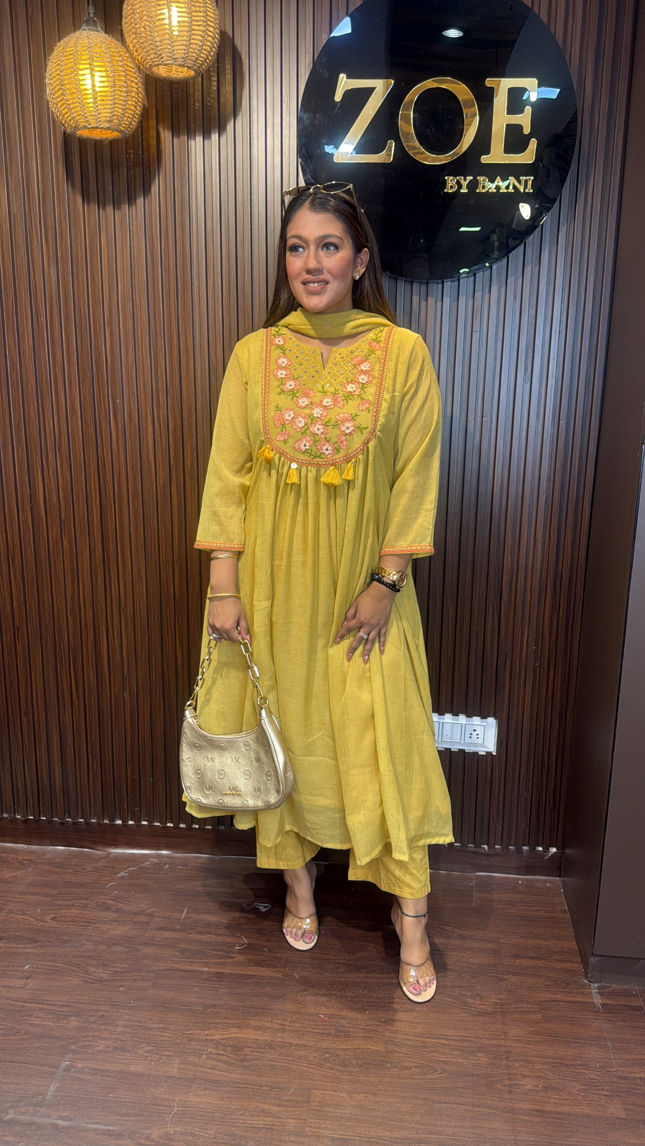 THREAD EMBROIDERED COTTON ANARKARLI SUIT