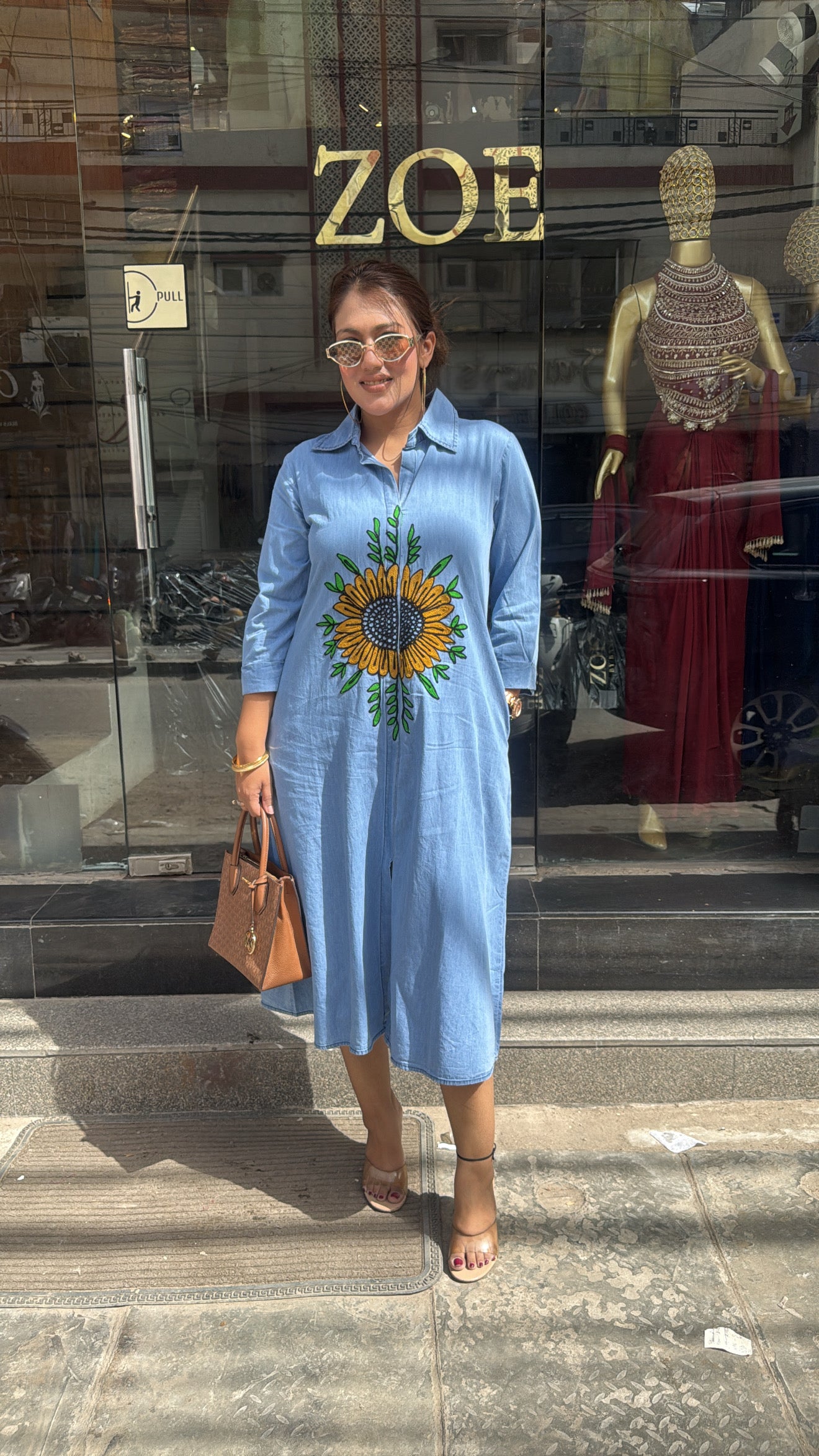 SUNFLOWER DENIM DRESS