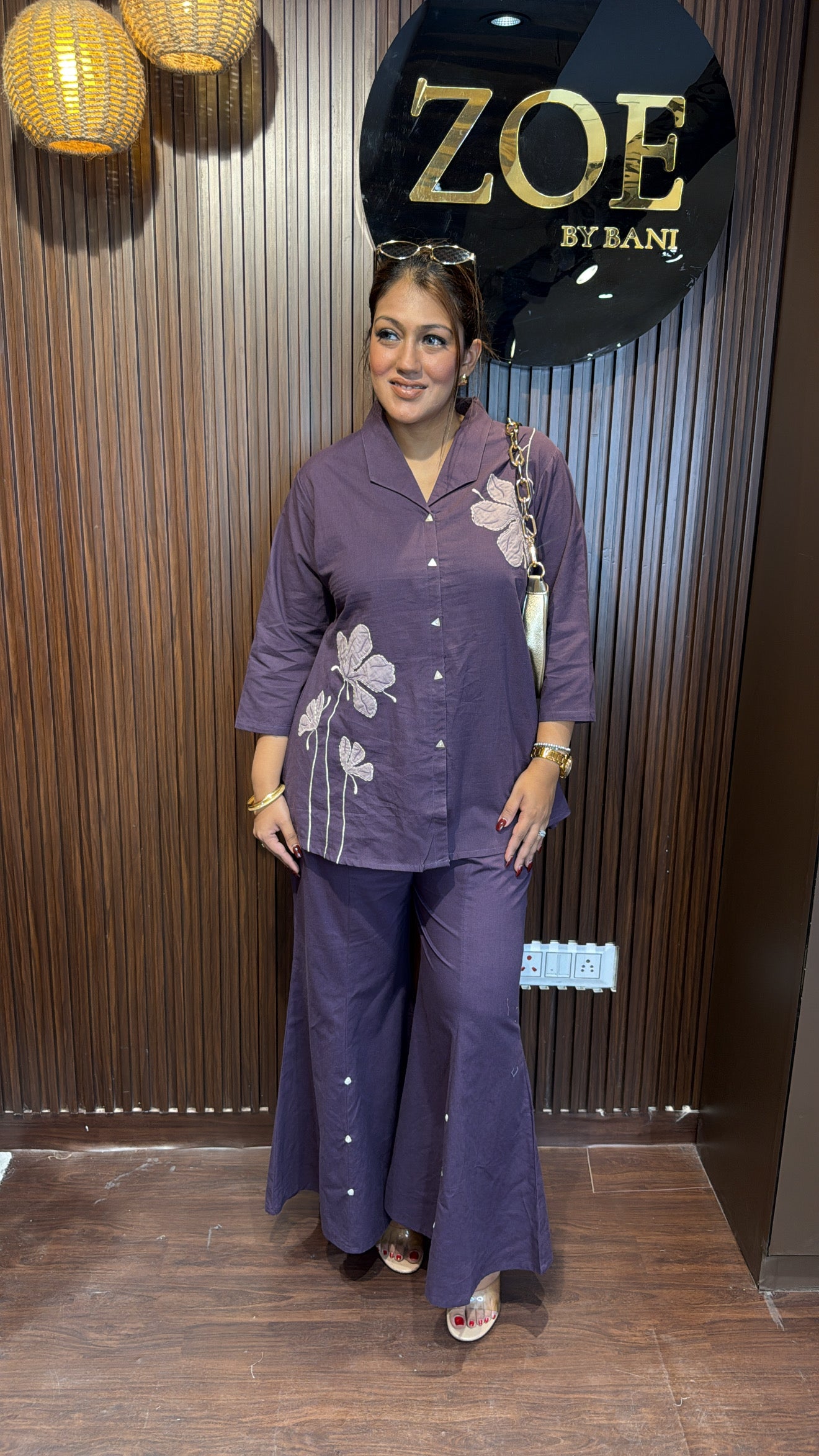 MAUVE BELL BOTTOM CORD-SET