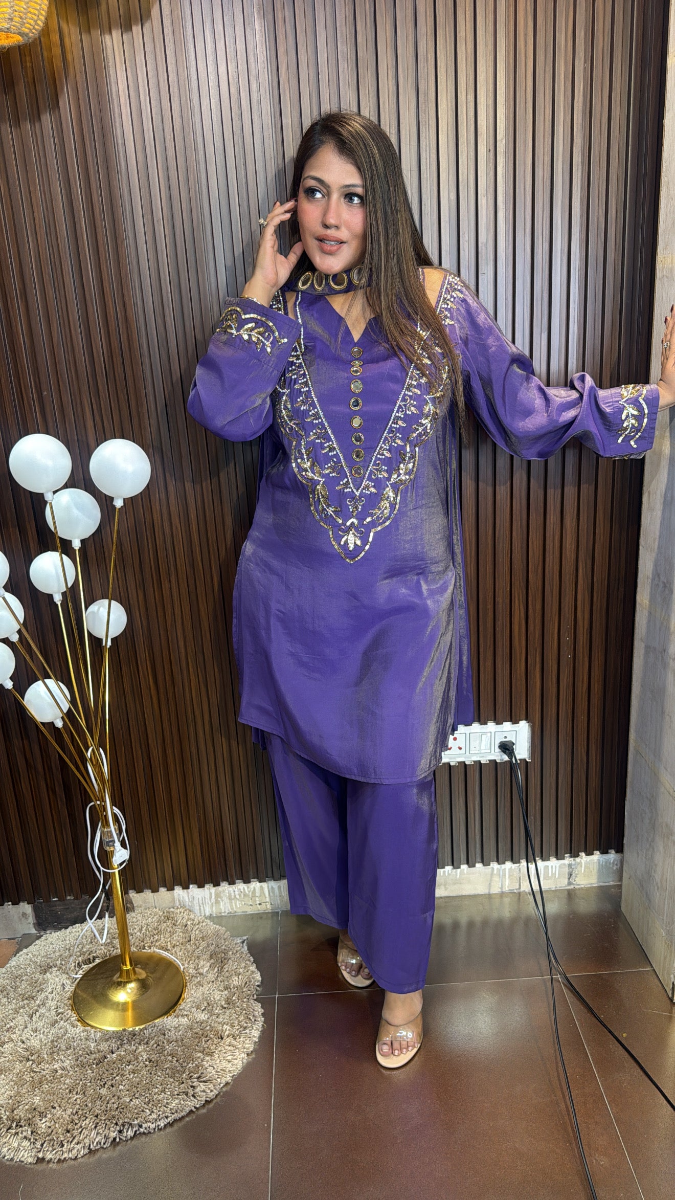 SHIMMER V NECK SUIT