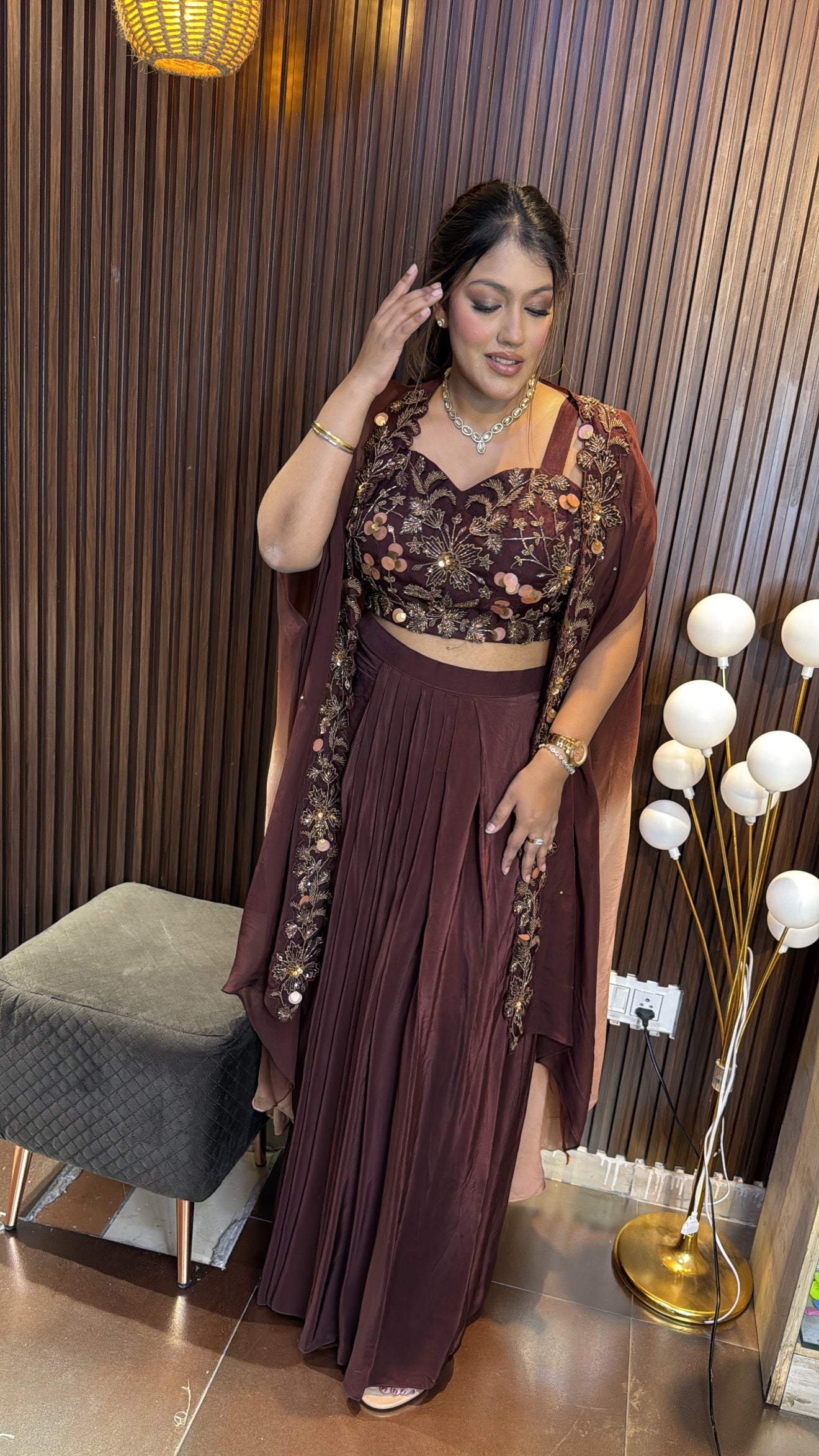 DRAPE SKIRT WITH DUAL CAPE