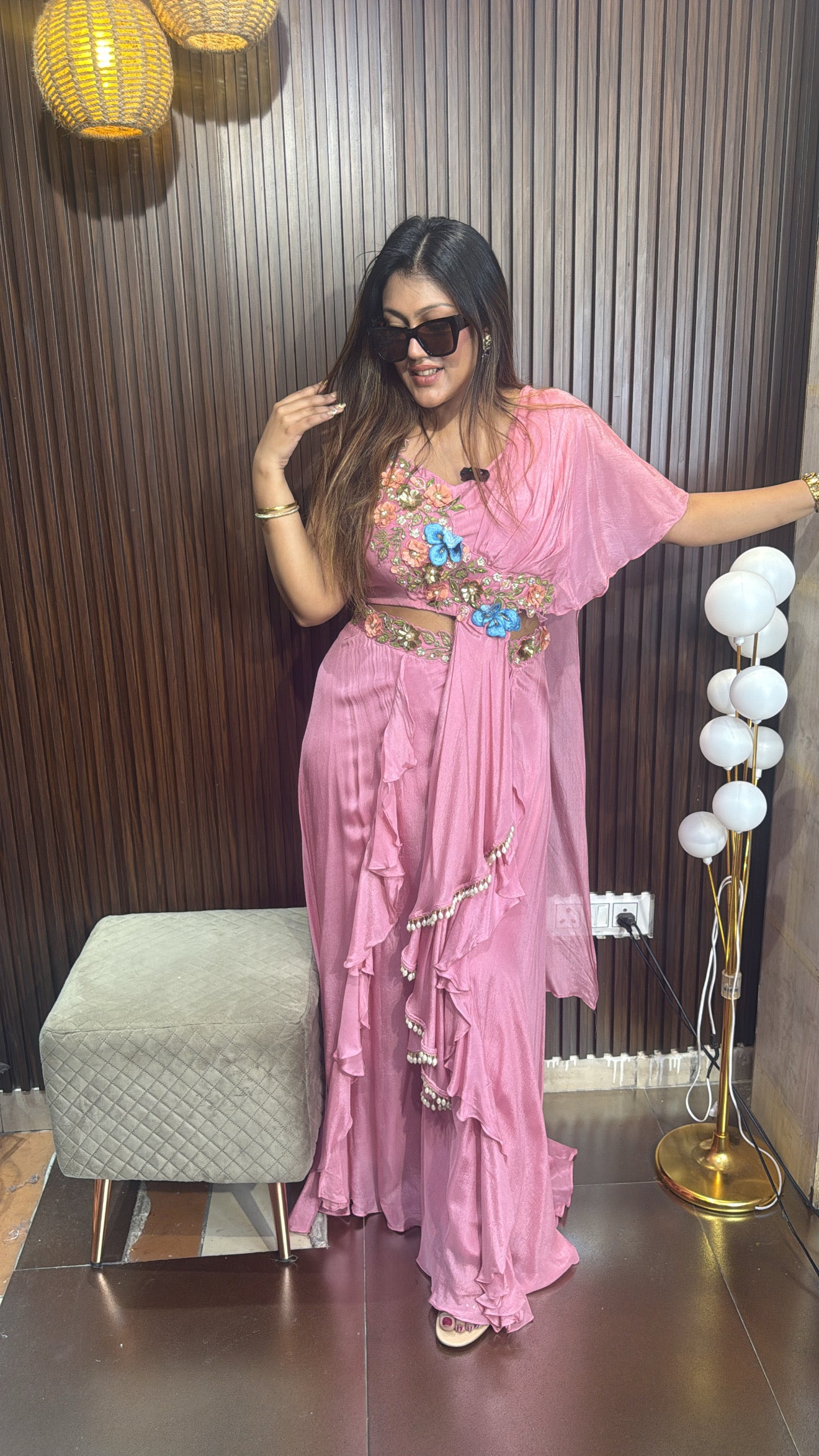 PINK DRAPE INDOWESTERN OUTFIT