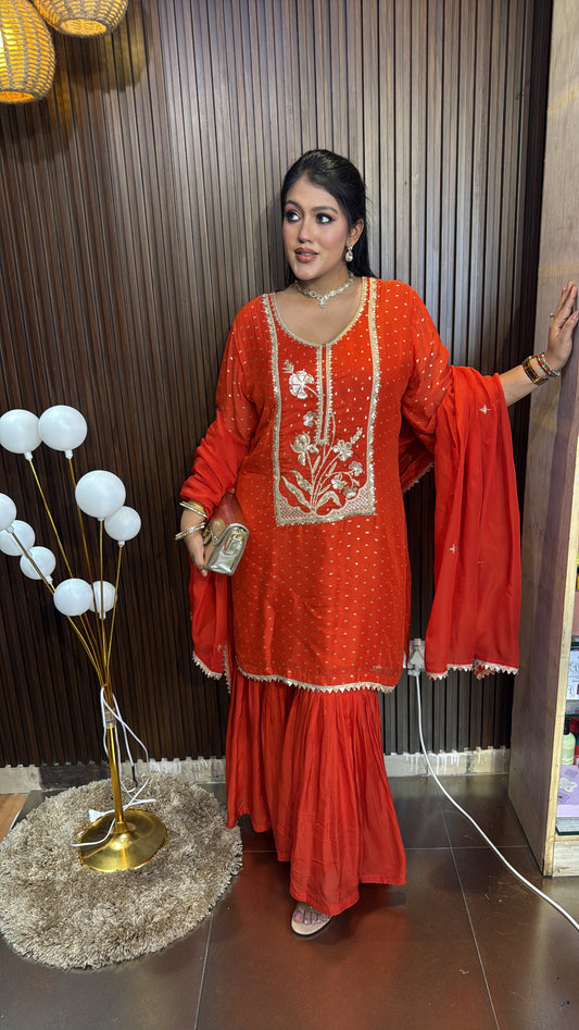 Rust Gharara suit - New arrival