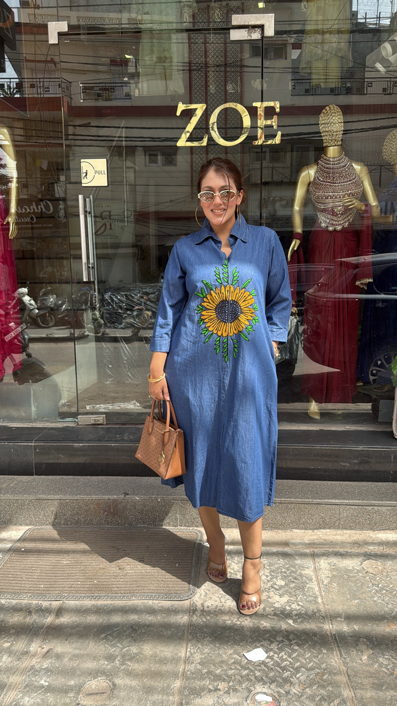 SUNFLOWER DENIM DRESS