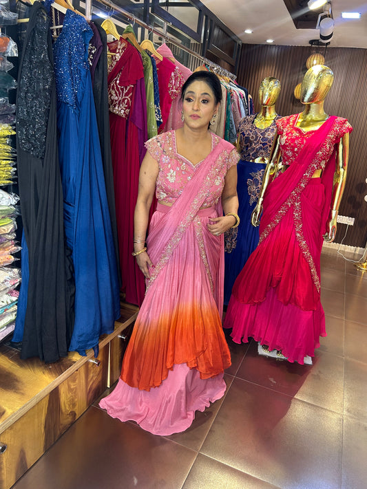 OMBRE SHADED DRAPE LEHENGA