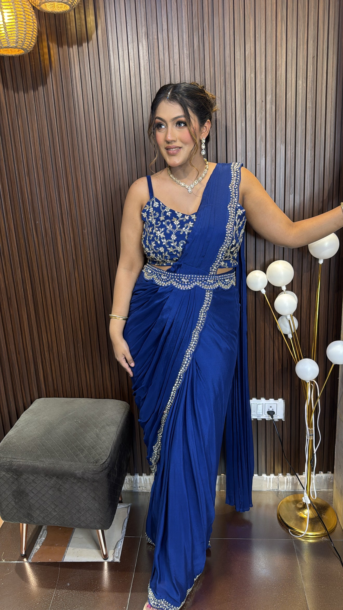 ROYAL BLUE CAPE SAREE