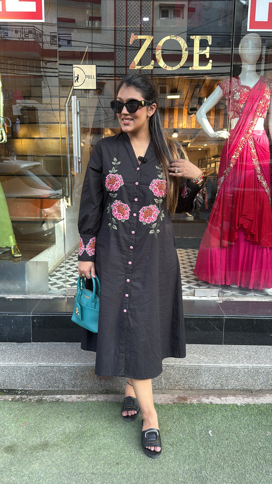 LONG THREADWORK DRESS